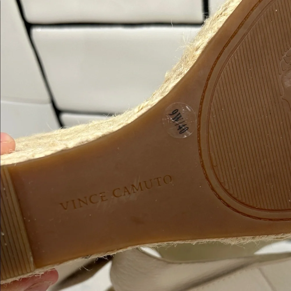 Vince Camuto Levista Women's Espadrilles Vanilla Leather Wedge Sandals Wide